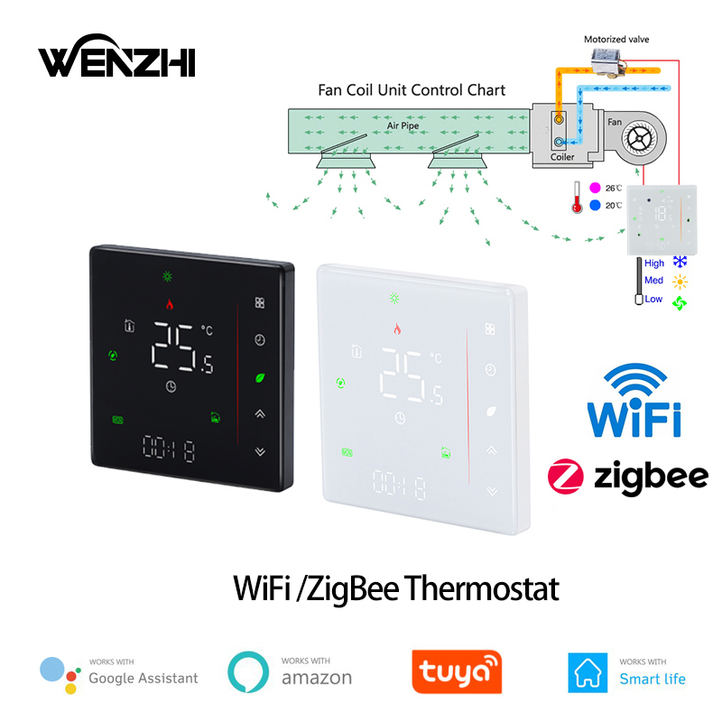 Smart Home Life - Zigbee-エアコンサーモスタット,家庭用冷却ファン,暖房パイプ,温度コントローラー,Tuya SmartLife
