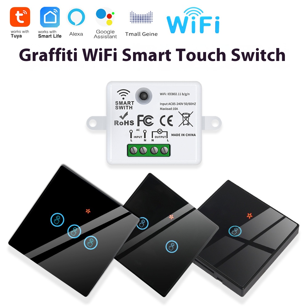 Smart Home Switch - Tuya スマートスイッチオフデバイスは、ワイヤレスタッチ、WiFi、ランダムステッカー、APPリモートコントロール、Alexa音声コントロール、Tiを搭載しています。