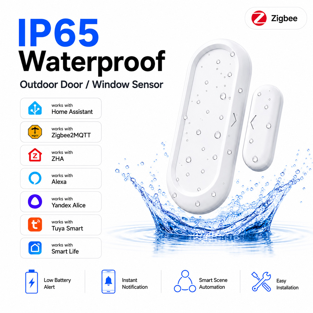 Door Window Sensor - 防水ドア・ウィンドウセンサー IP65 Zigbee 3.0 接触センサー Zigbeeゲートウェイ必須