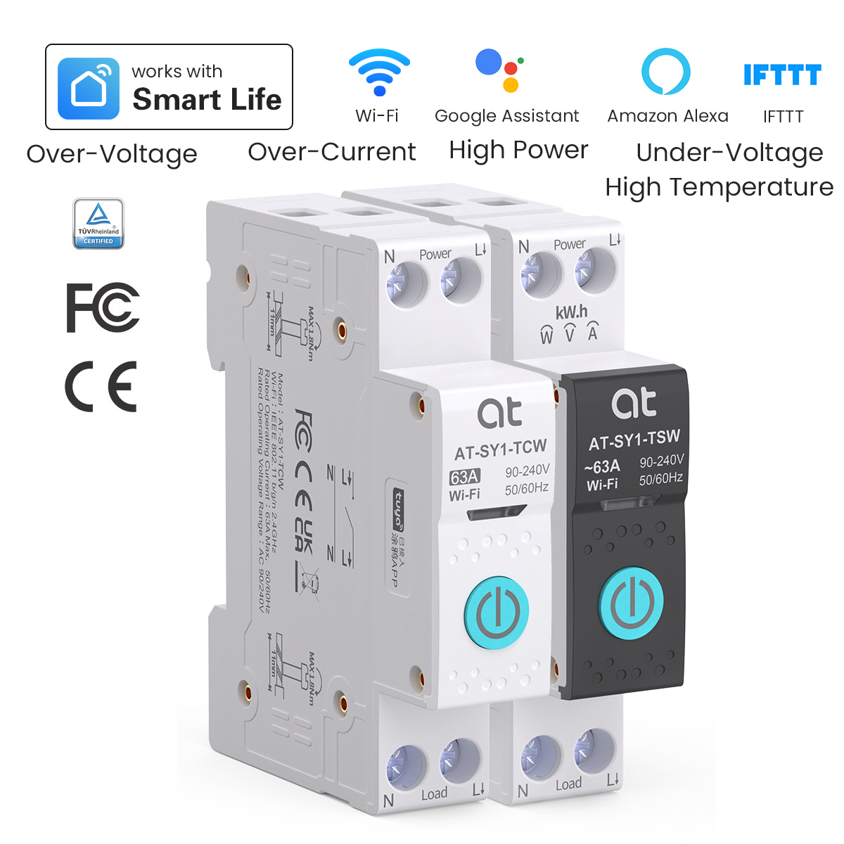 Smart Home Switch - Tuya WiFi サーキットブレーカー スマート 1P+N 63A