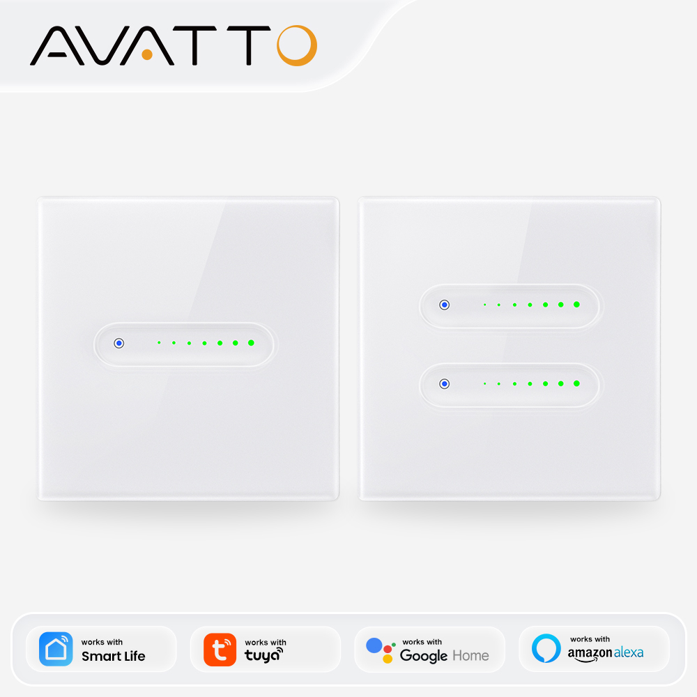Smart Home Switch - AVATTO WiFi 1/2 ギャングスマート調光スイッチ、EU 調光ライトスイッチタッチガラスパネル制御 Tuya