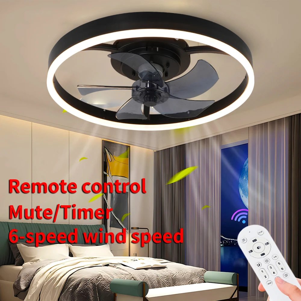 Smart Ceiling Fan - ライトとリモート6スピードを備えたインテリジェントサイレントモダンシーリングファン、埋め込みキッチン、寝室、リビングルームホームファン