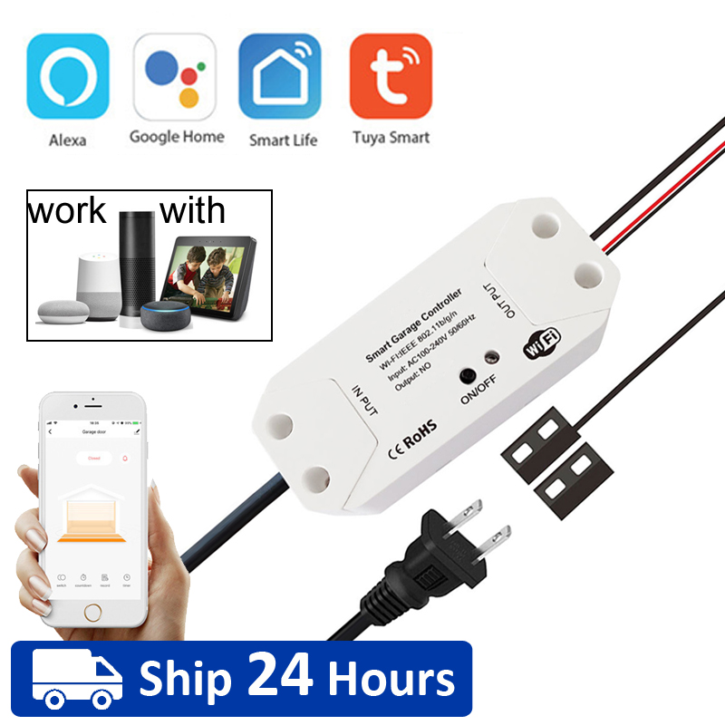 Smart Garage Door Opener - Tuya-ガレージドア用の接続されたガレージオープナーコントローラー,リモコン,2.4g,スマート,Alexa,Googleアシスタントと互換性あり