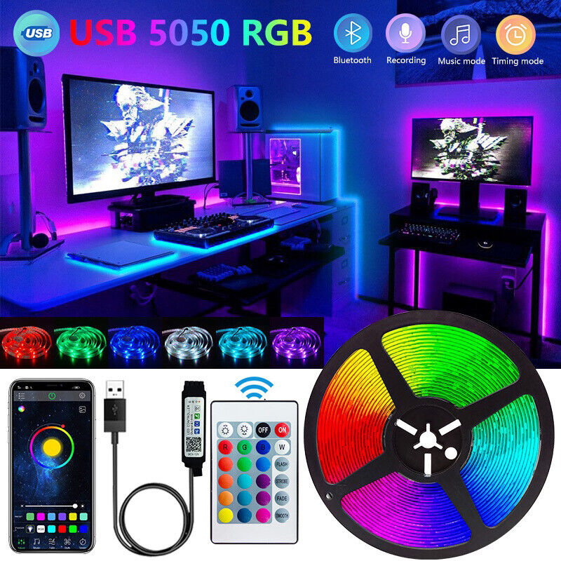 Smart Home Decor - Bluetooth 5050 LEDストリップライト,スマートアプリケーション,リモコン,フレキシブルダイオードランプ,RGBテープ,ゲームルーム用バックライト,クリスマスデコレーション