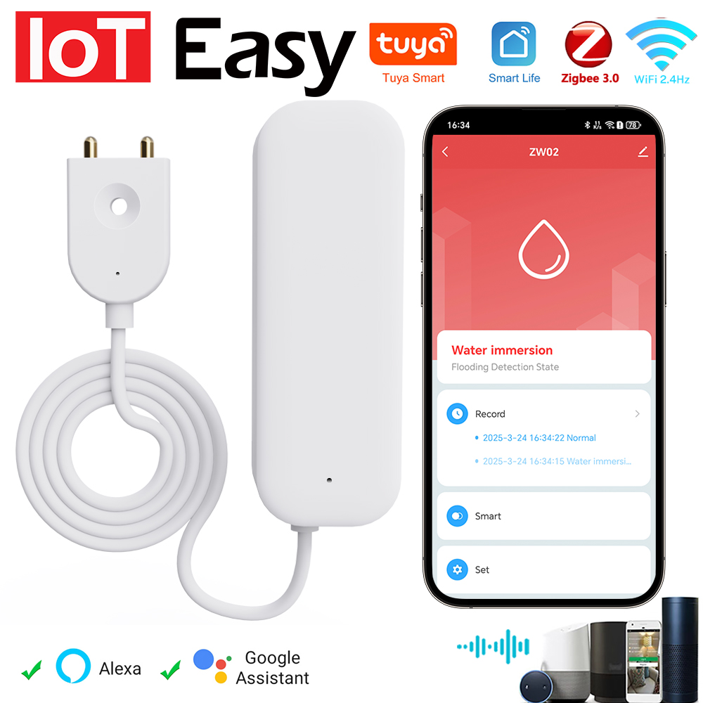 Smart Home Network - Tuya WiFi ZigBee 水センサー漏れ警報洪水漏水検知器スマートホーム APP リモコンセキュリティ保護サポート