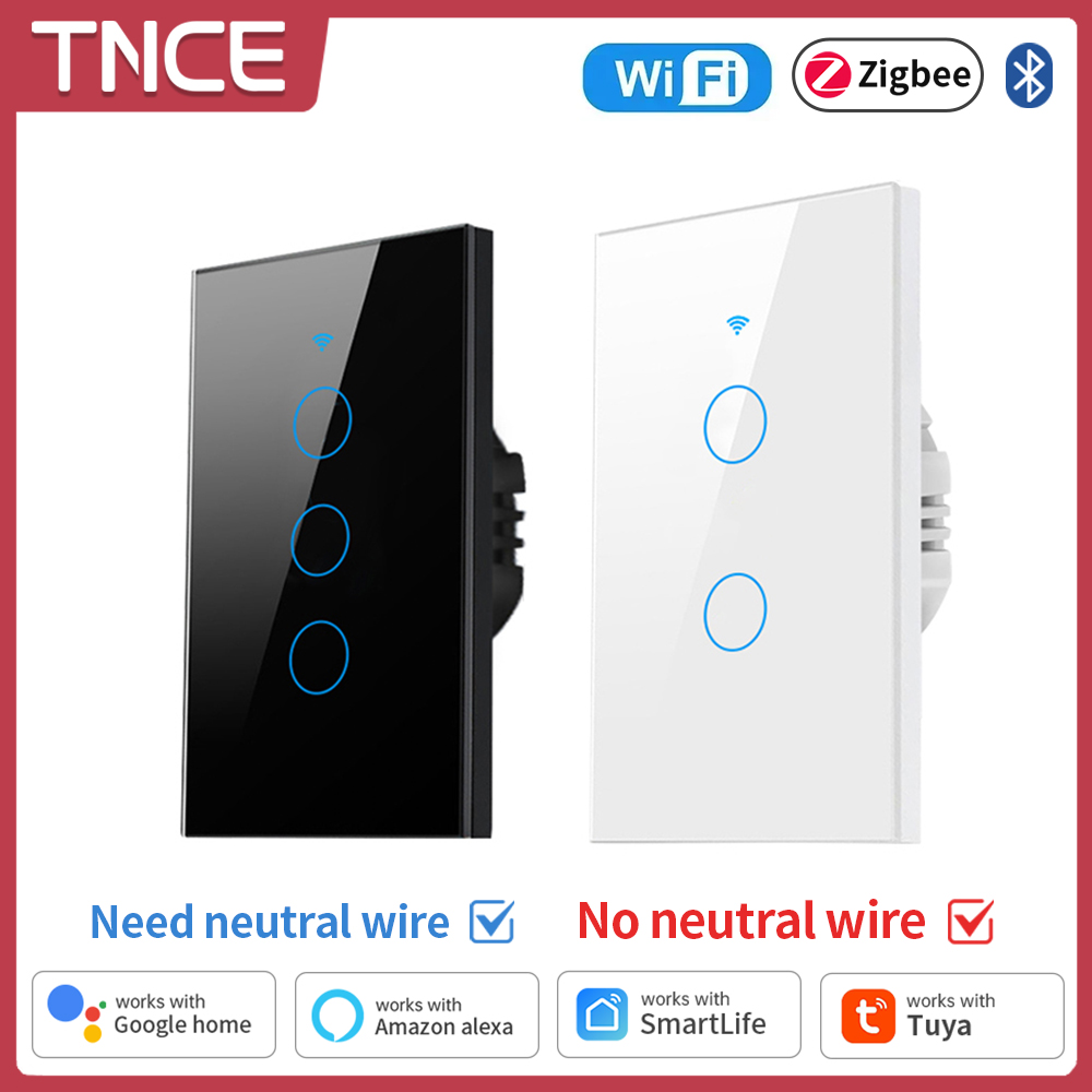 Smart Home Switch - Tnce-WiFi, Zigbee,インテリジェントタッチウォールスイッチ,中性線は不要,Alexa,GoogleHomeと互換性があります
