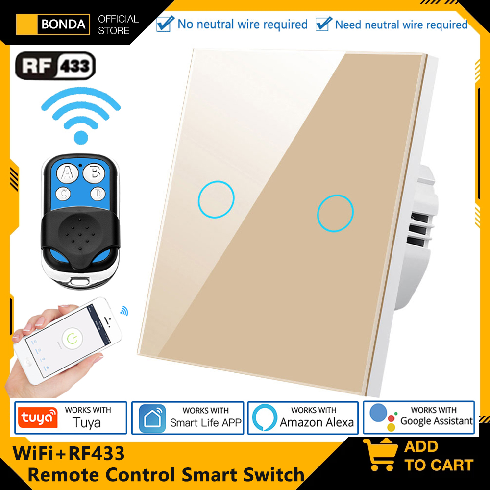 Smart Home Matter - Tuya EU WiFi + RF433 スマートリモコンスイッチ中性線不要