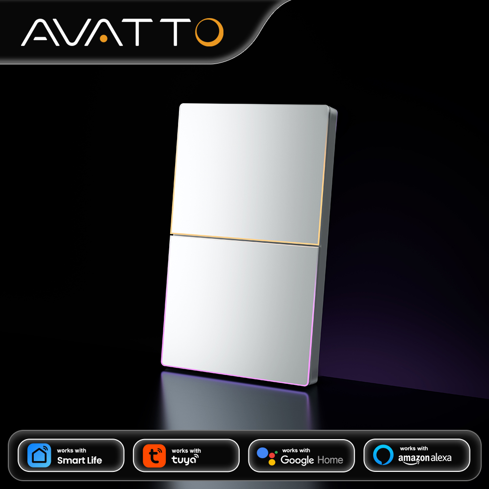 Smart Home Switch - AVATTO 1/2/3/4連 WiFi スマートライトスイッチ、ワイヤレス壁掛け大型ボタンスイッチ、アンビエントライト付き、Tuya、Alexa、Google Home対応