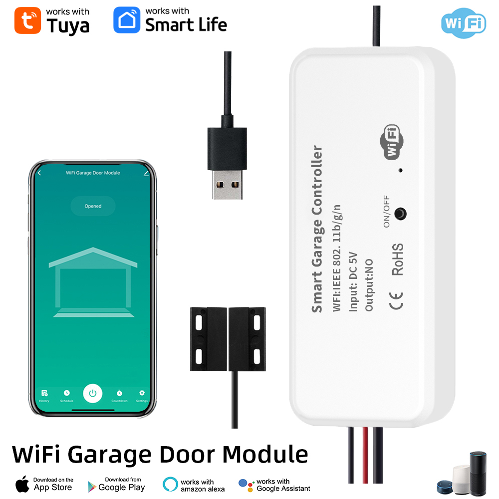 Smart Garage Door Opener - ガレージドアオープナー,スマートフォンリモートコントロール,Tuya,スマートライフ,アプリコントローラー,alexaおよびGoogleアシスタントのサポート,ハブは不要,dc5v