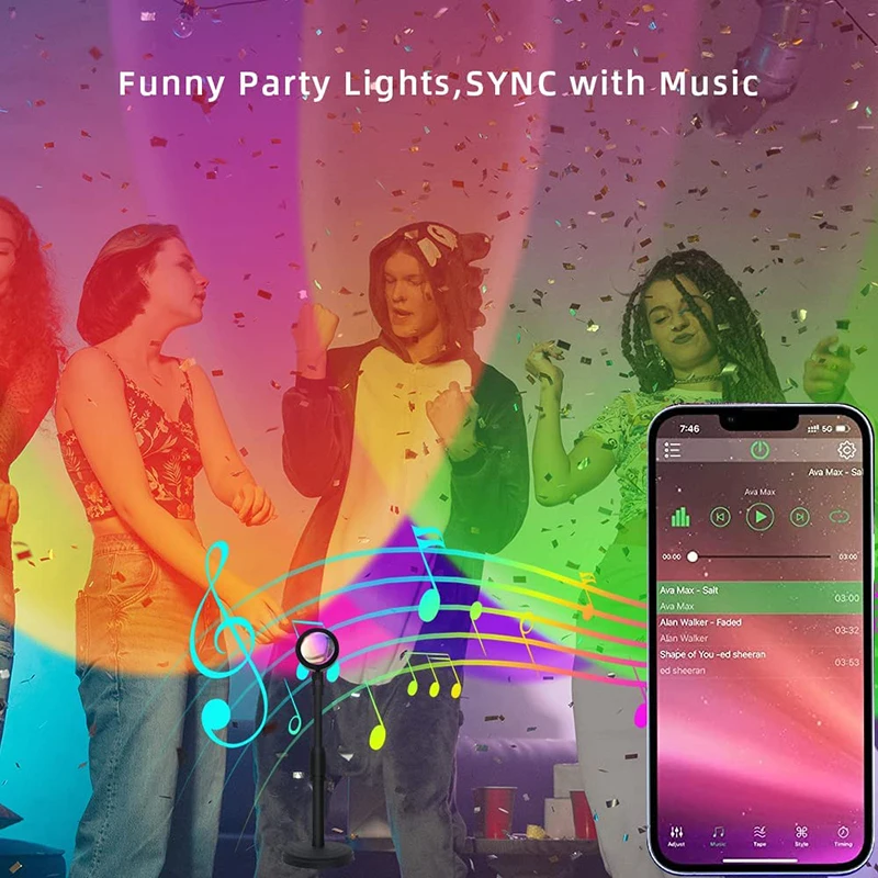 スマートLEDサンセットランプ,カラフルな変更ランプ,Blu - Smart Home Decor のレビューと価格