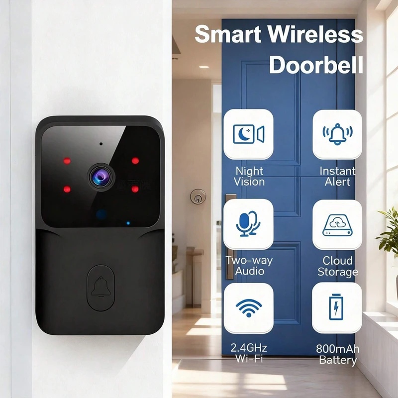 スマートWiFiワイヤレスドアベル、赤外線ナイトビジョン、ビ - Smart Home Video Doorbell Installation のレビューと価格