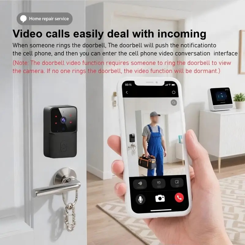 スマートWiFiワイヤレスドアベル、赤外線ナイトビジョン、ビ - Smart Home Video Doorbell Installation のレビューと価格