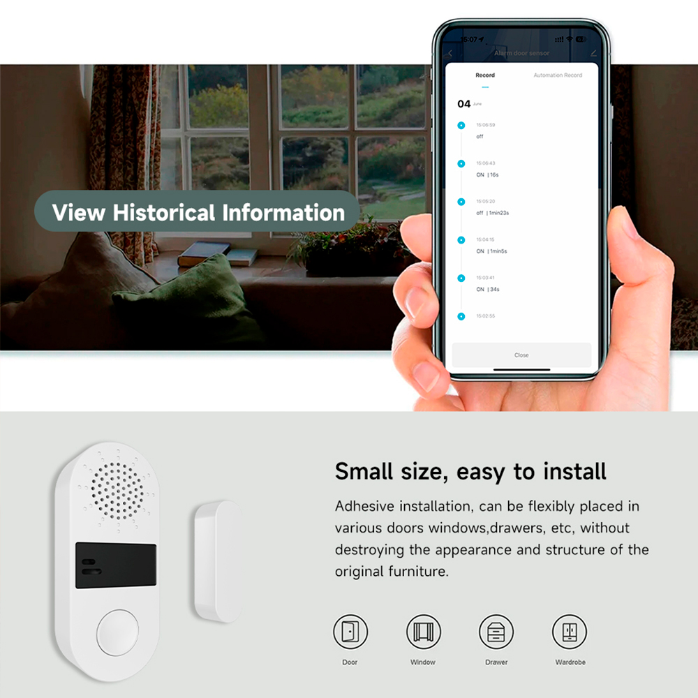 Tuya Zigbee ワイヤレスドアウィンドウ接触センサー - Door Window Sensor のレビューと価格