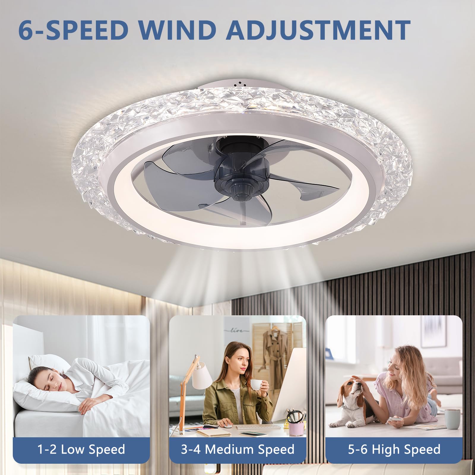 IRALAN ラウンドLEDシーリングシャンデリア、クールフ - Smart Ceiling Fan のレビューと価格