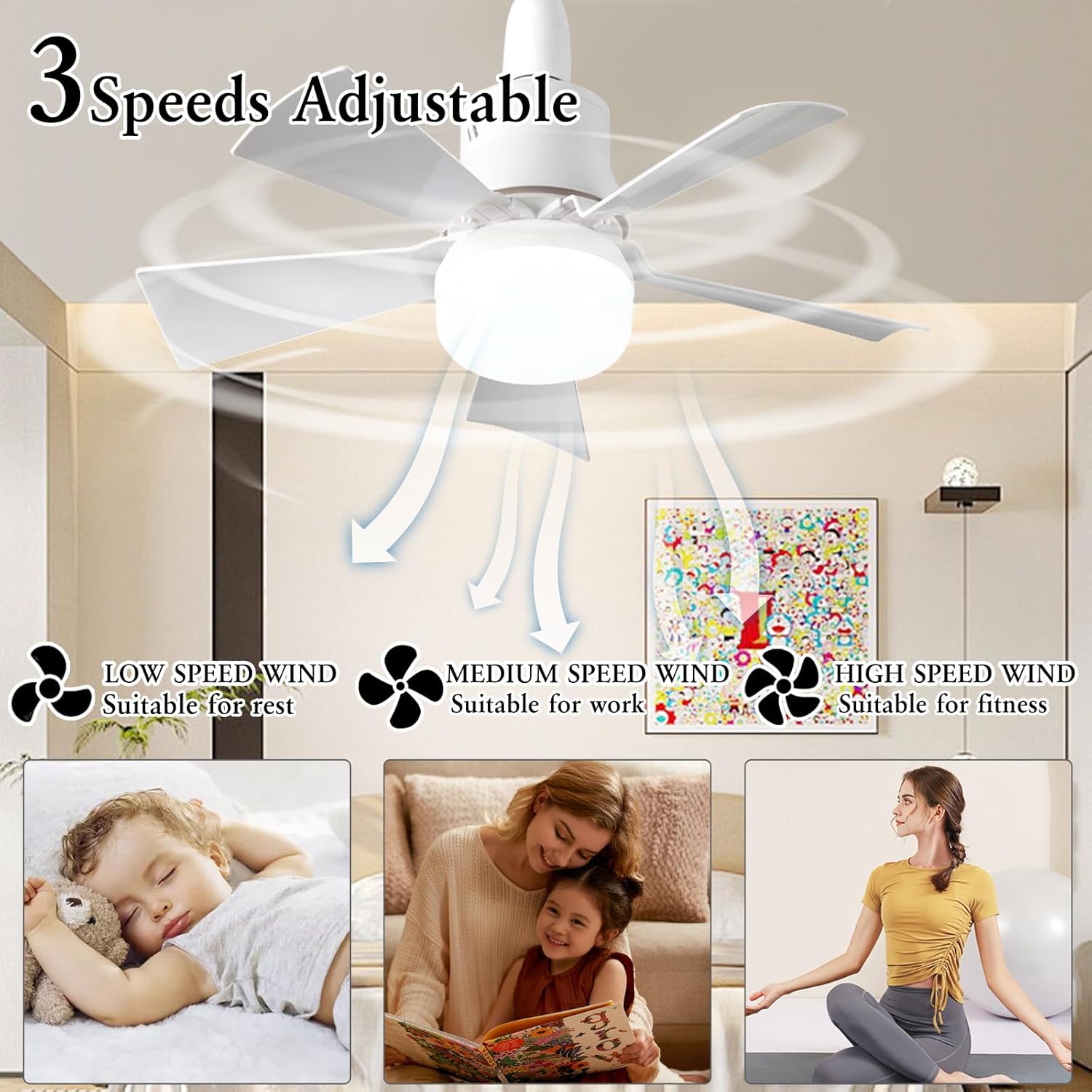 LED シーリングファンライト E27 ソケットリモコン調光 - Smart Ceiling Fan のレビューと価格