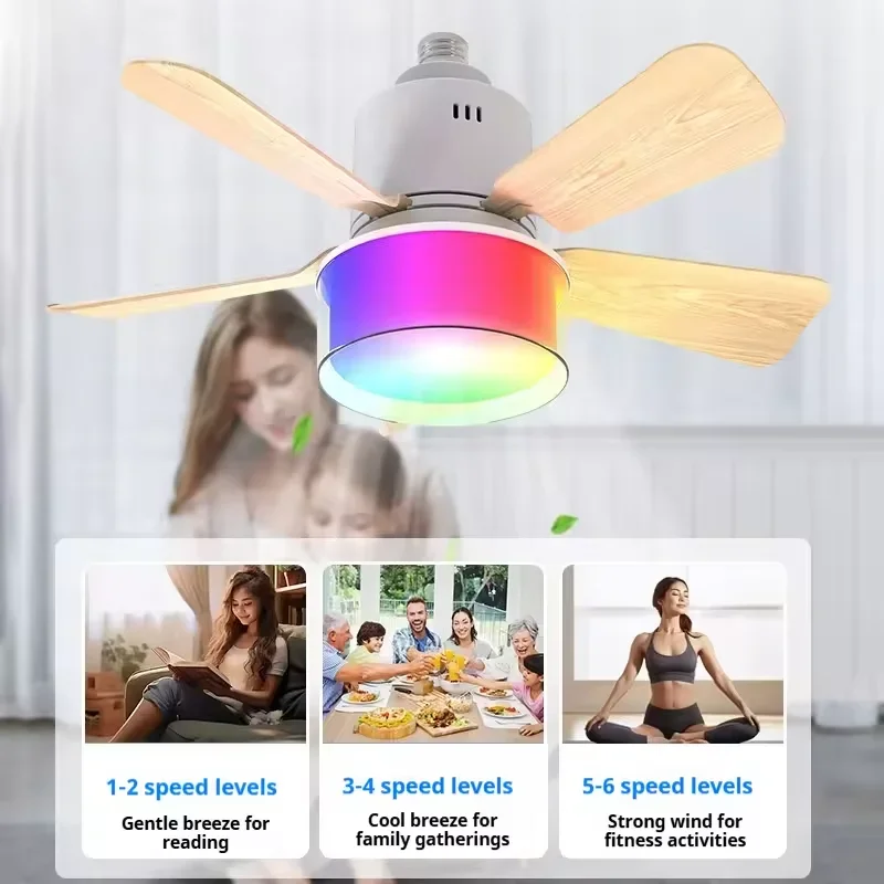 RGB LED シーリングファンランプ E27 調光可能なサ - Smart Ceiling Fan のレビューと価格