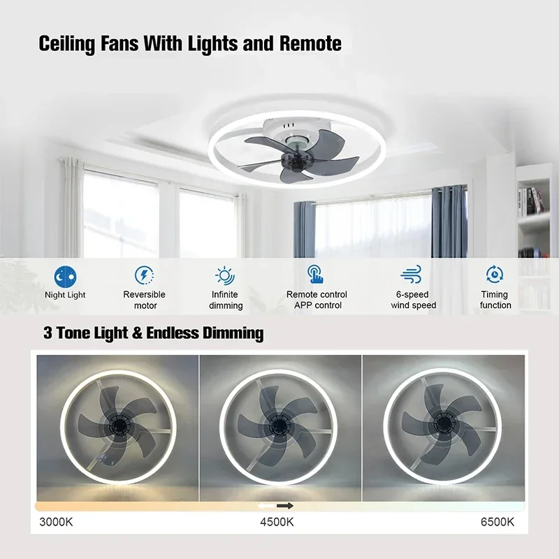 ライトとリモート6スピードを備えたインテリジェントサイレント - Smart Ceiling Fan のレビューと価格