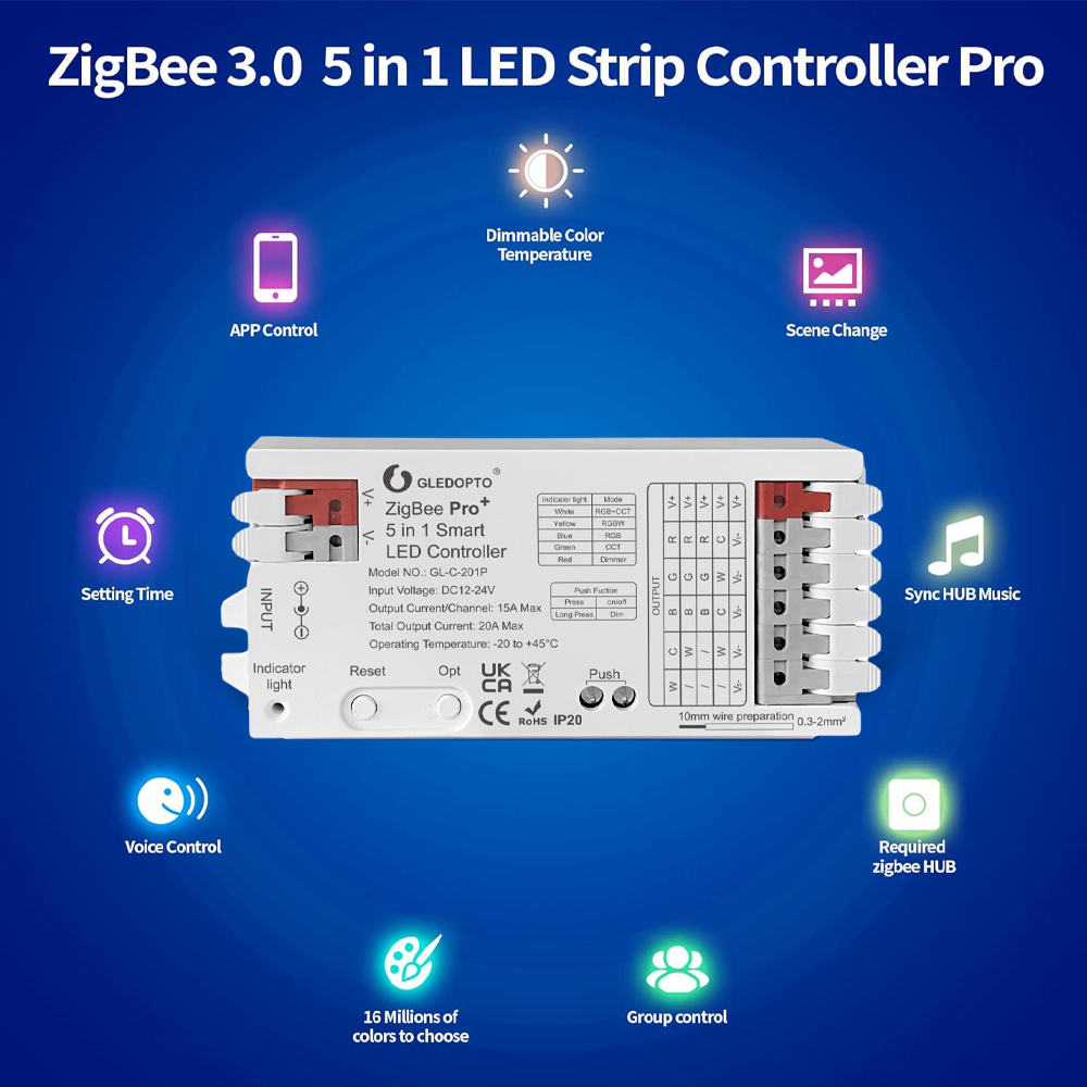 スマートZigBee 3.0 LEDコントローラー 5 in - Smart Home Hub 2 のレビューと価格