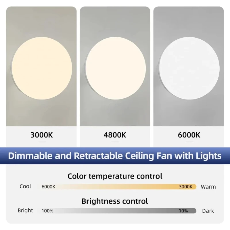 照明とリモコン付きシーリングファン、隠し格納式ブレード、静か - Smart Ceiling Fan のレビューと価格