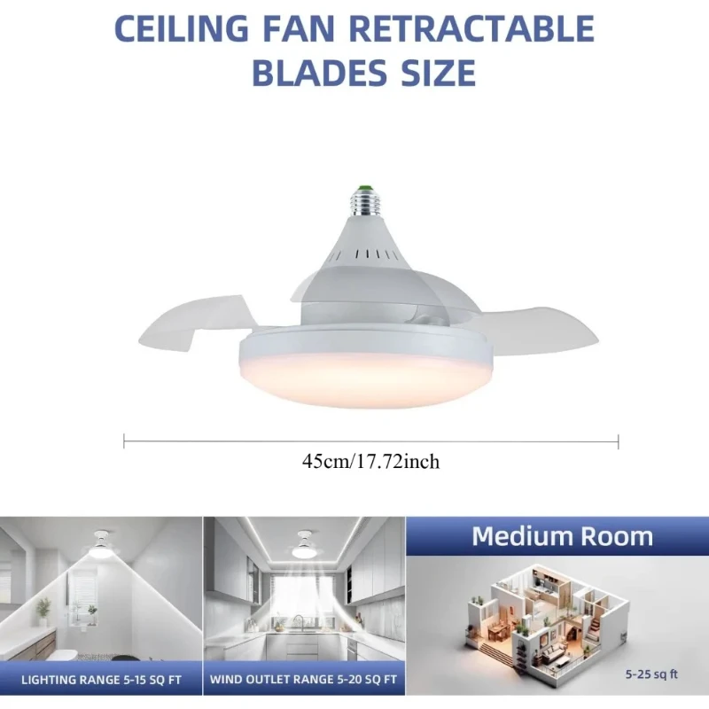 照明とリモコン付きシーリングファン、隠し格納式ブレード、静か - Smart Ceiling Fan のレビューと価格