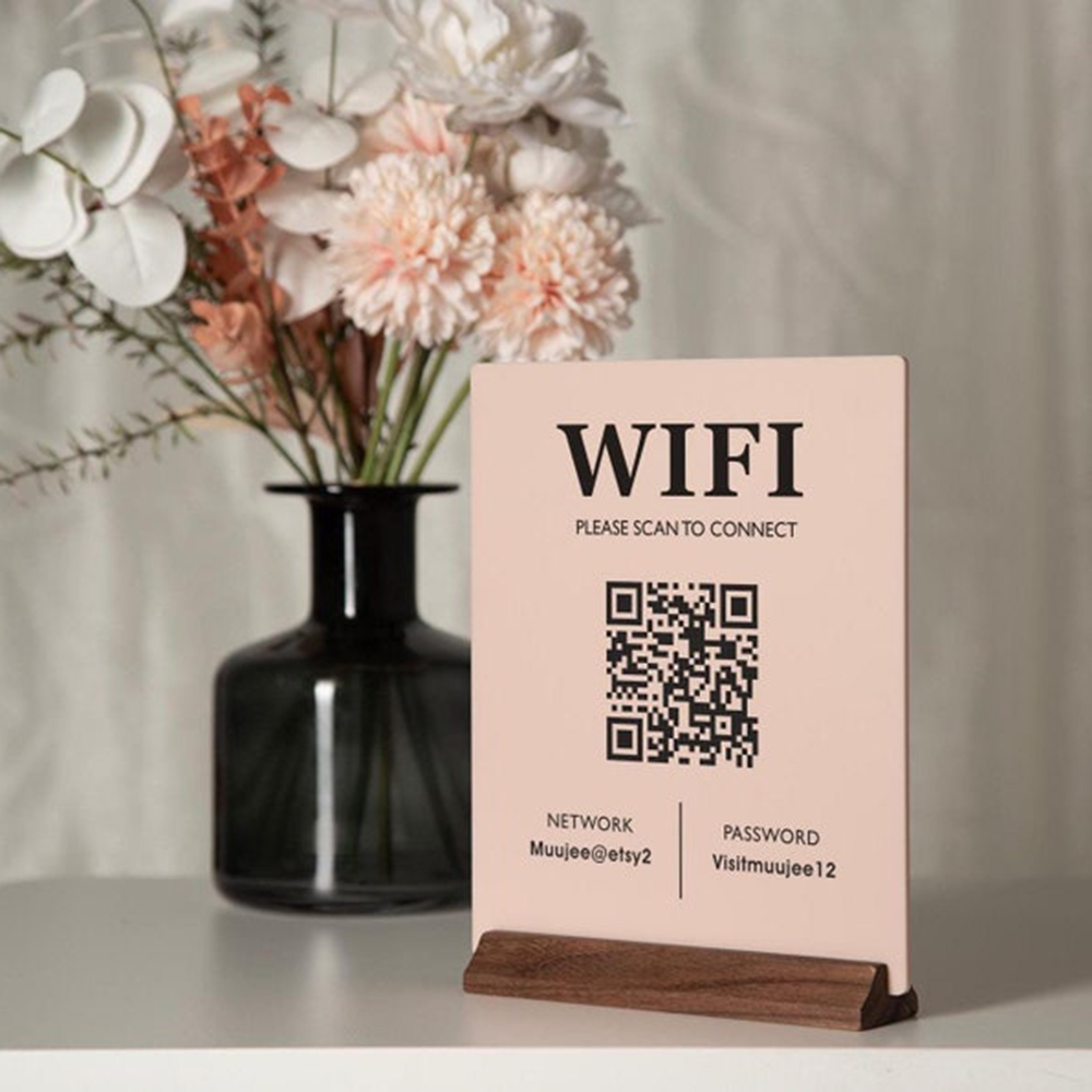 ホットセール WiFi QRコード アクリルサイン 木製台座 - Airbnb Smart Home のレビューと価格