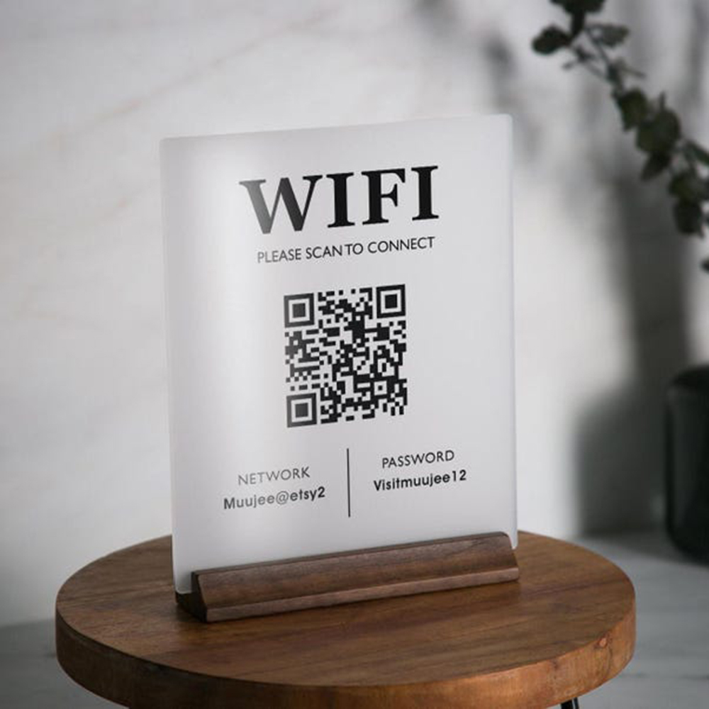 ホットセール WiFi QRコード アクリルサイン 木製台座 - Airbnb Smart Home のレビューと価格