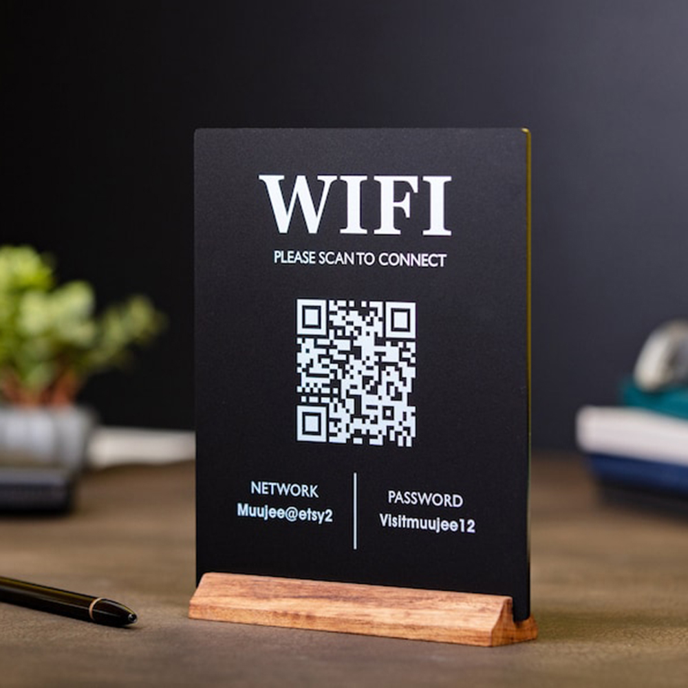 ホットセール WiFi QRコード アクリルサイン 木製台座 - Airbnb Smart Home のレビューと価格