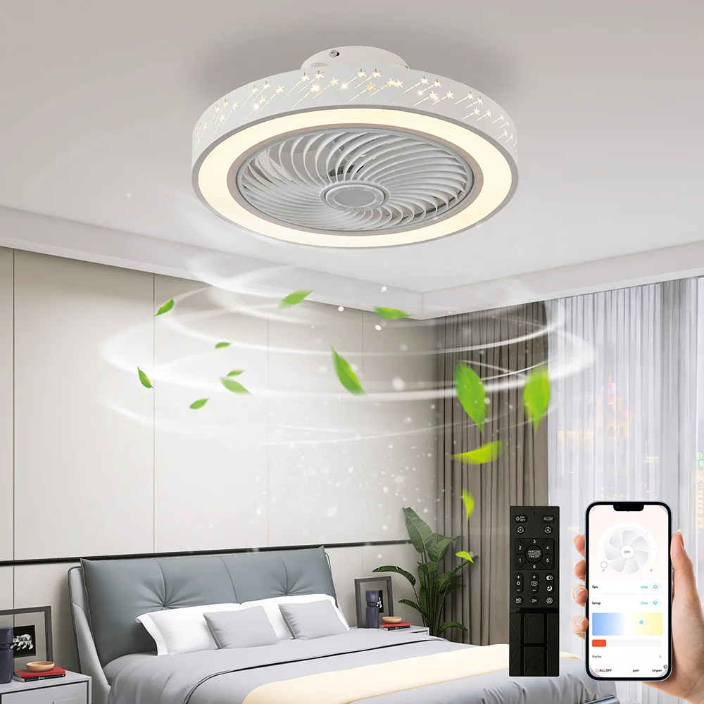 ライト付きリモコンシーリングファン、格納式サイレント流星ファ - Smart Ceiling Fan のレビューと価格