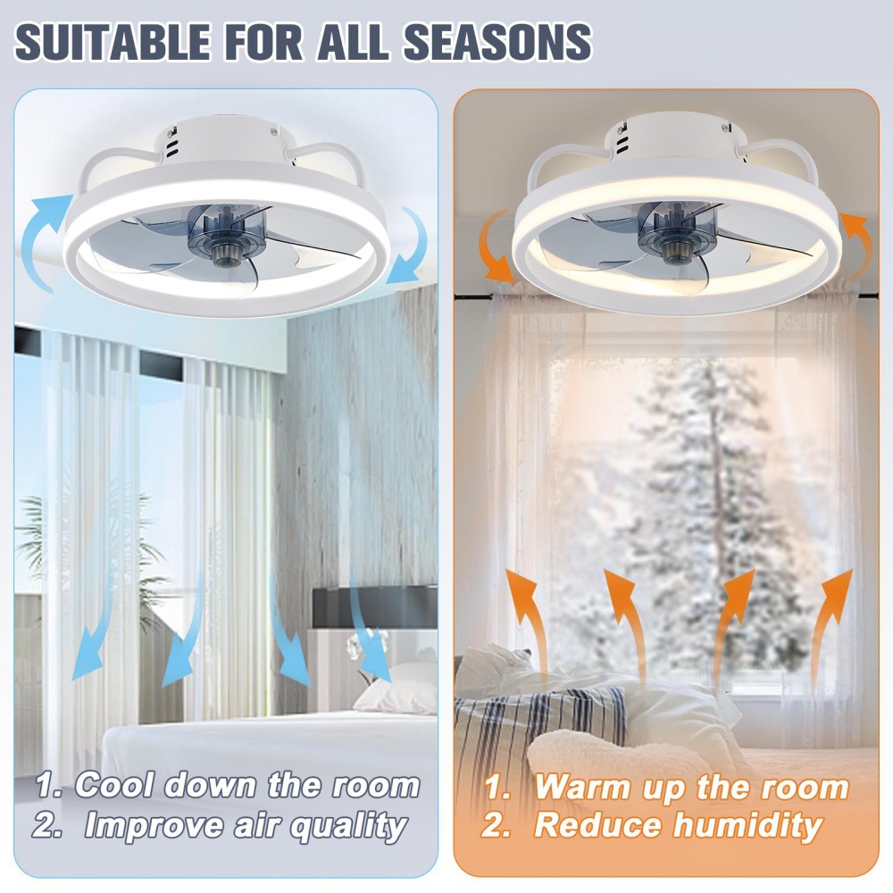 モダンなLEDファンライト、リモコン付き、三色調光可能、イン - Smart Ceiling Fan のレビューと価格