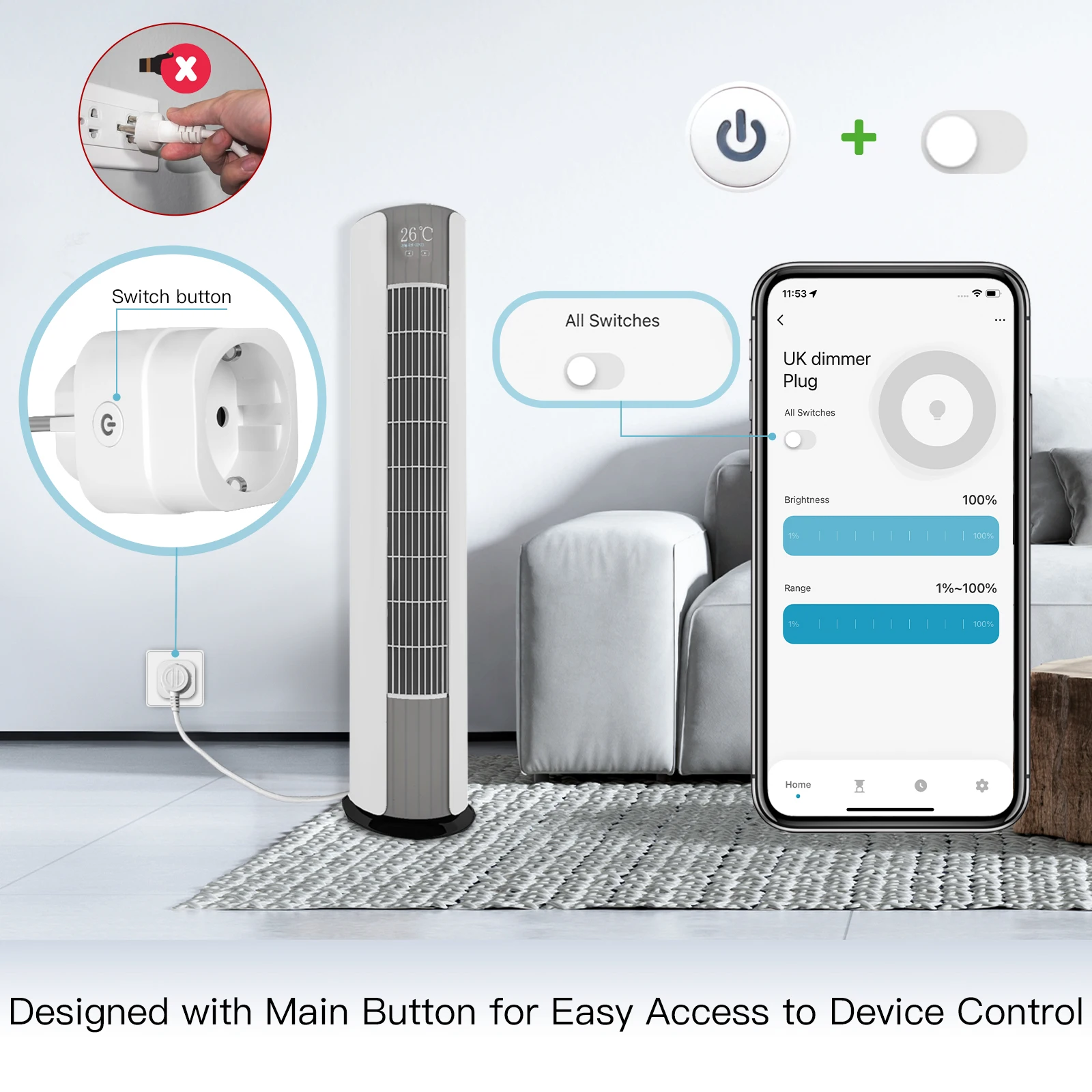 MOES Tuya WiFi スマートプラグ 調光可能な電源 - Smart Home Network のレビューと価格